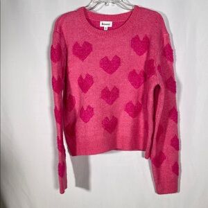 &MERCI WOMENS HEART VALENTINES PINK SWEATER MEDIUM